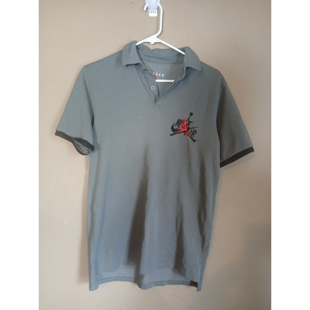 Jordan Nike Air Polo Shirt Mens Small Gray Jumpman Embroidered Short Sleeve Logo